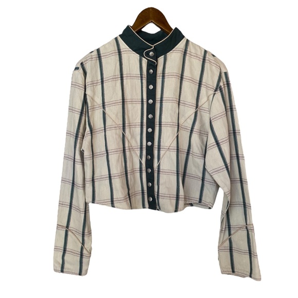 Vintage Wrangler Women’s Western Long Sleeve Button Down Cropped Women’s Large - Picture 1 of 9